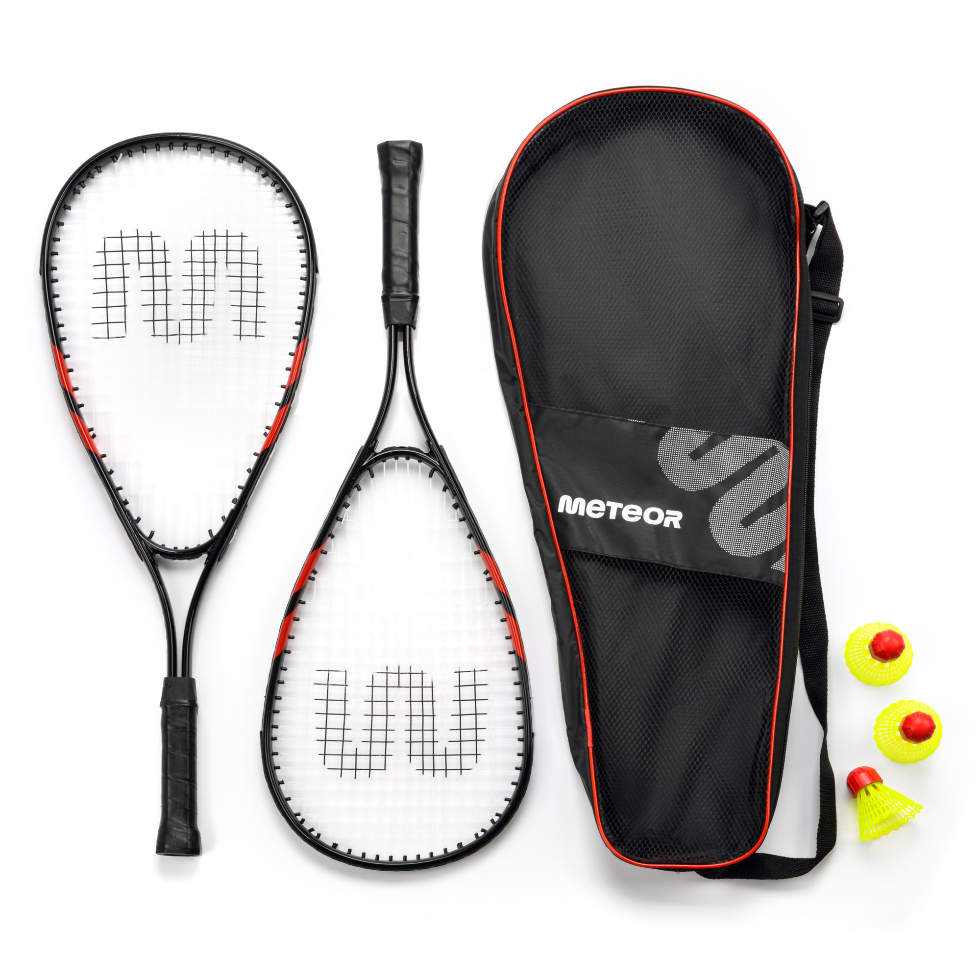 Speed ​​Badminton Set Meteor 2 rackets, 3 ailerons
