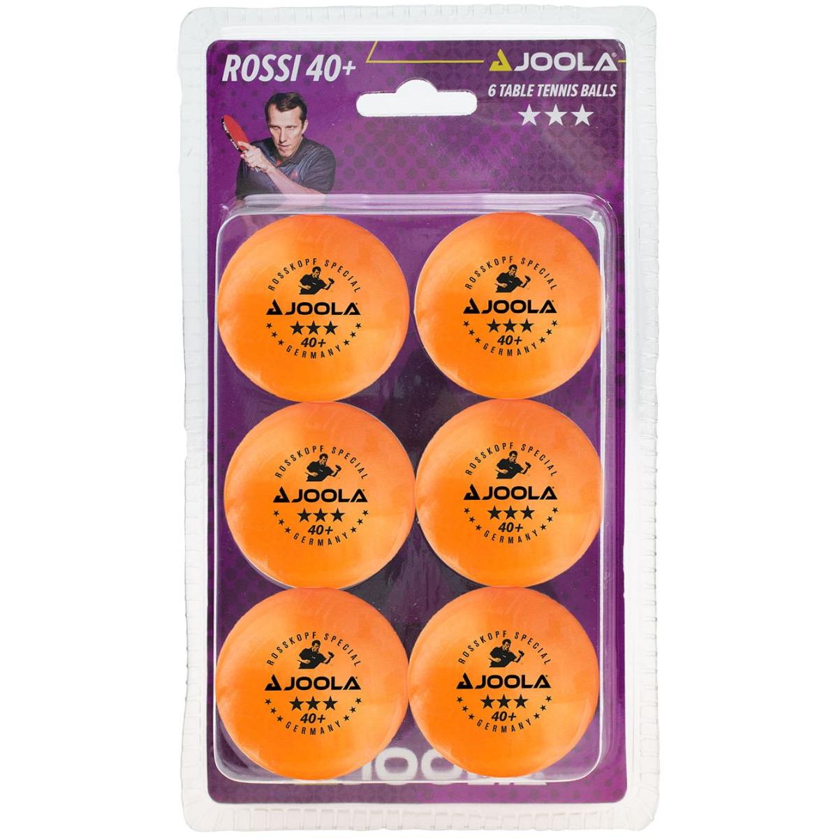 JOOLA ROSSI TABLE TENNIS BALLS, THREE STAR, 6 PCS, ORANGE
