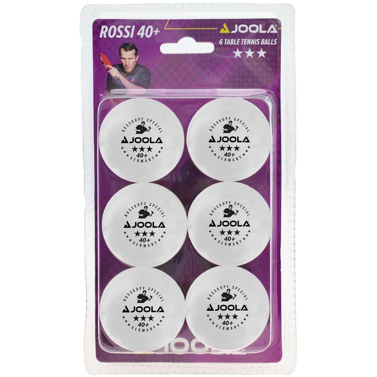JOOLA ROSSI TABLE TENNIS BALLS, THREE STARS, 6PCS, WHITE