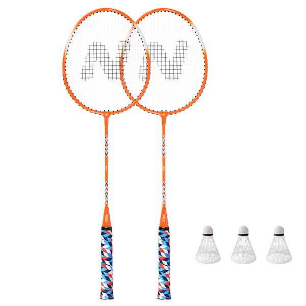 NRZ2051 ALUMINUM / BADMINTONA SET 2 RACKET + 3 BALLS + NILS COVER