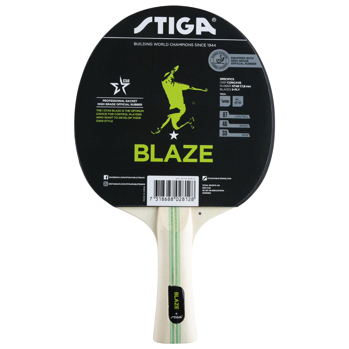 Blaze WRB 1* (concave) table tennis racket