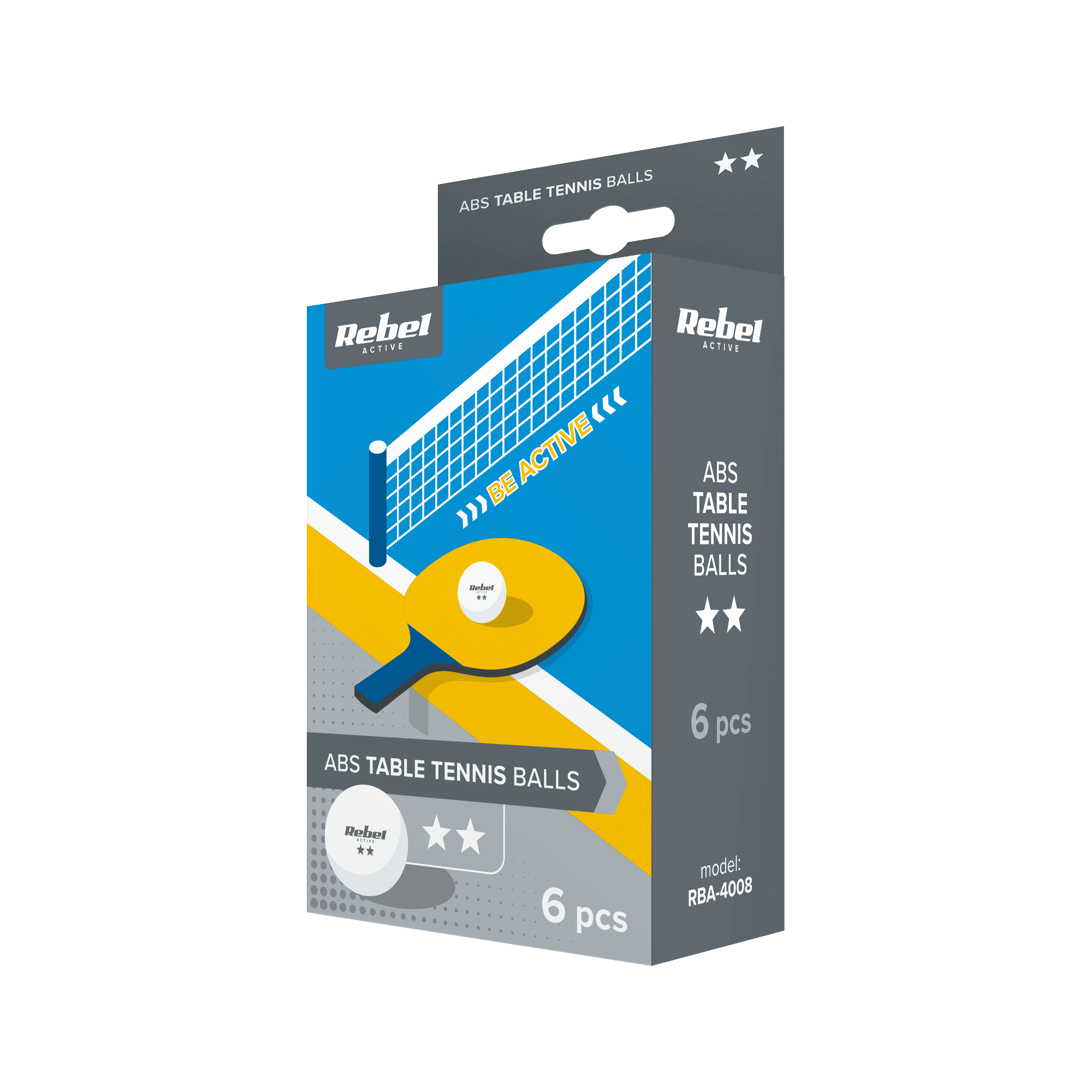 Table tennis ball set * * , ABS material, 6 pcs., REBEL ACTIVE