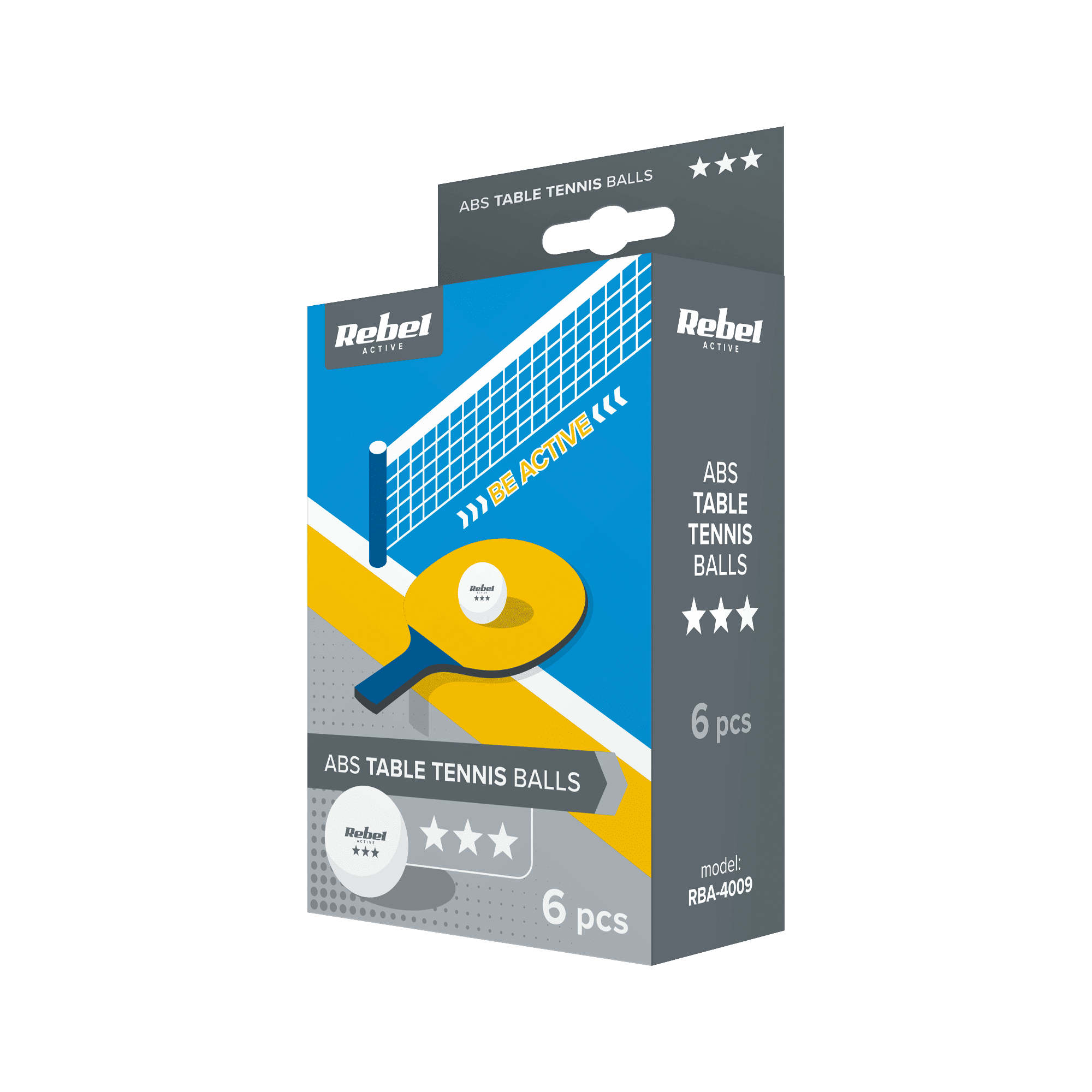 Table tennis ball set * * * , ABS material, 6 pcs., REBEL ACTIVE