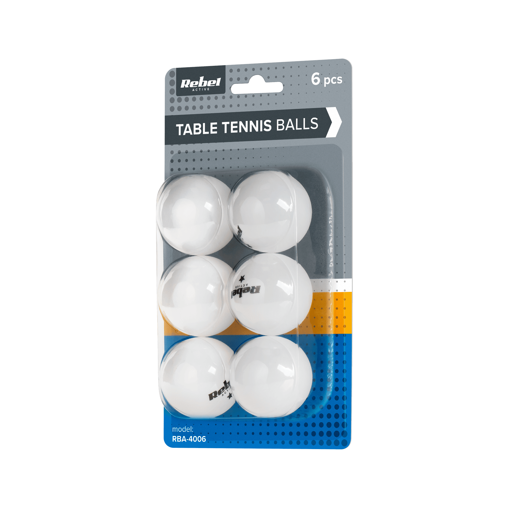 Table tennis ball set, material PP, 6 pcs, REBEL ACTIVE